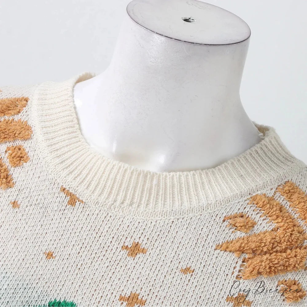 Christmas Vintage Korean Cozy Loose Fashionable Round Neck Comfortable Sweater