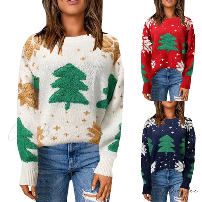 Christmas Vintage Korean Cozy Loose Fashionable Round Neck Comfortable Sweater