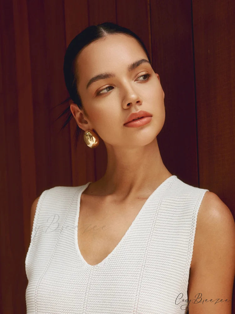 Chunky Teardrop Graceful Statement Earrings Gold / One Size