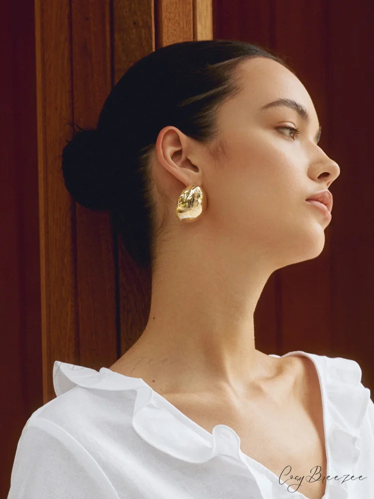 Chunky Teardrop Graceful Statement Earrings Gold / One Size