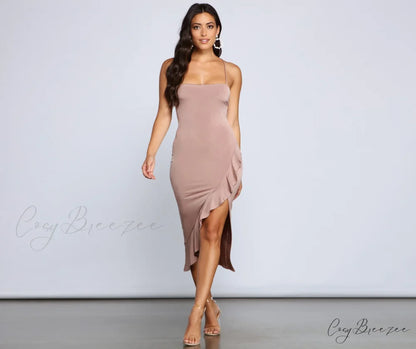 City Chic Stylish Ruffled Midi Dress