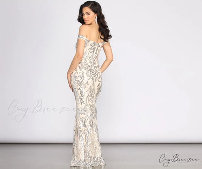 Clara Sequin Stylish Off Shoulder Dress