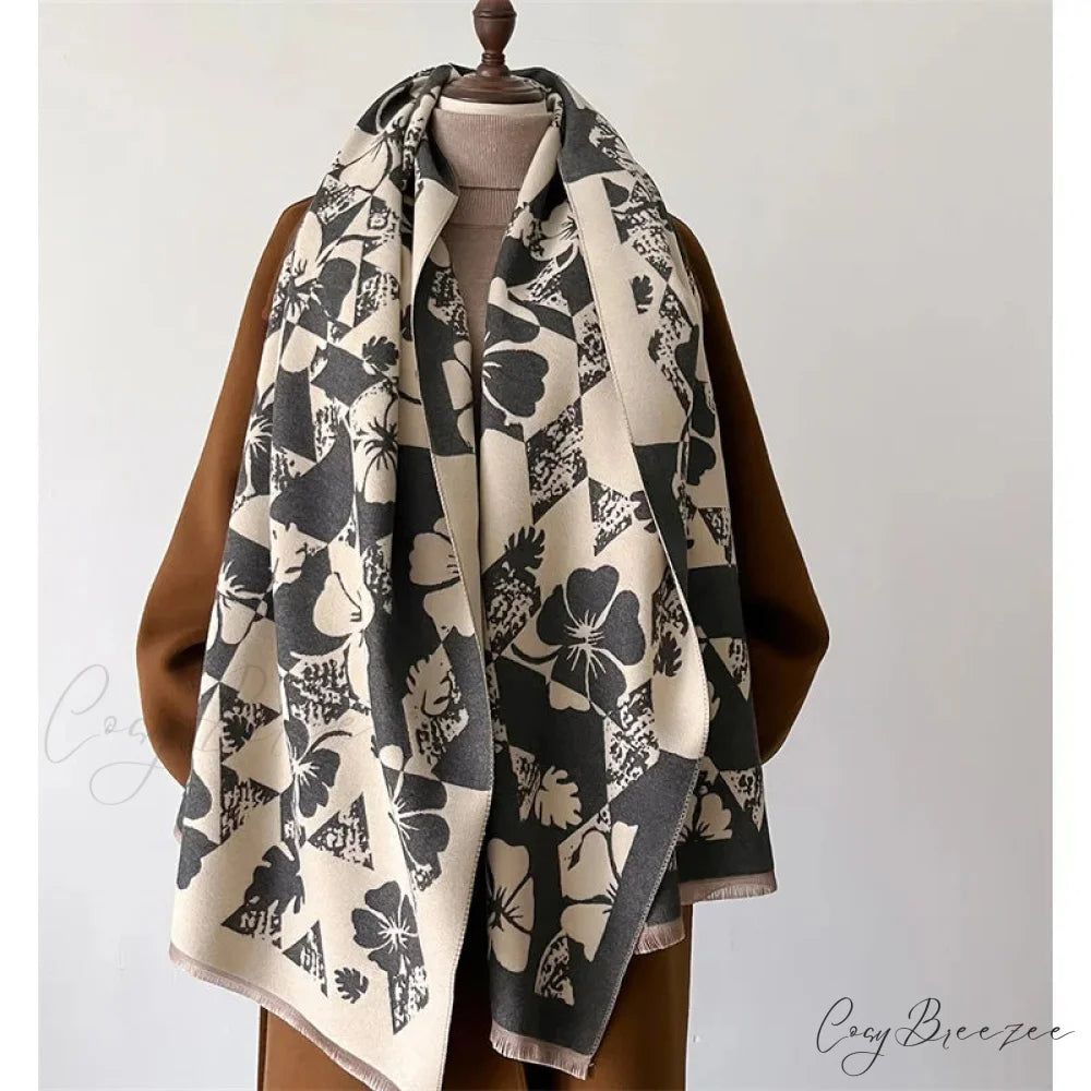 Classic Cashmere Plaid Poncho Scarf Color02 scarf-241228