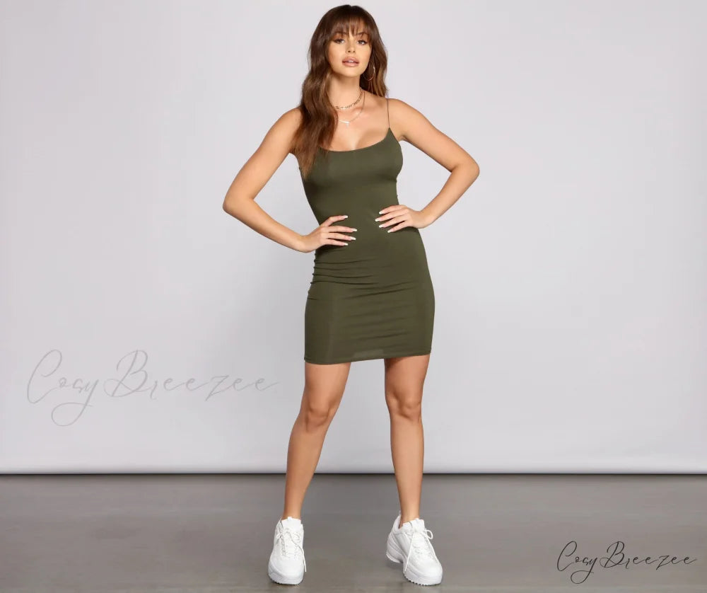 Classic Chic Scoop Charming Neck Knit Mini Dress