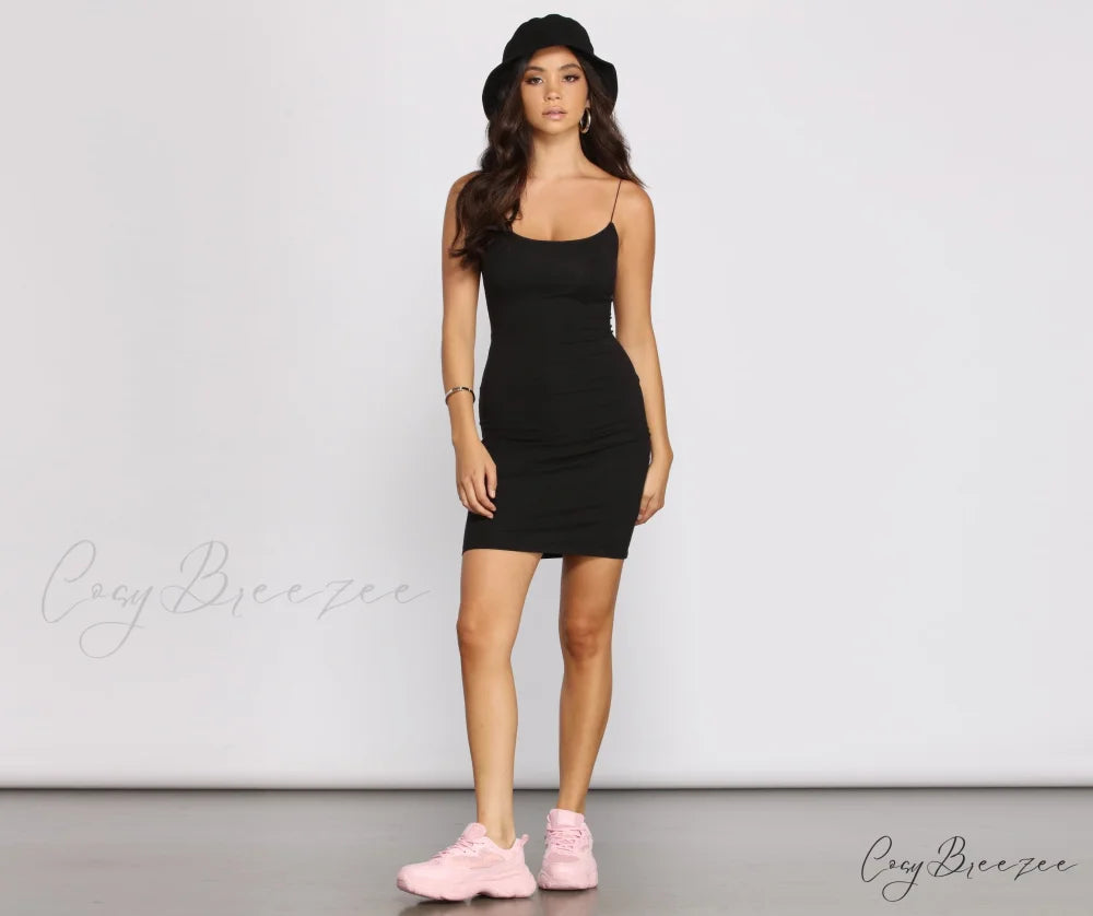 Classic Chic Scoop Charming Neck Knit Mini Dress