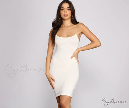 Classic Chic Scoop Charming Neck Knit Mini Dress WHITE / S