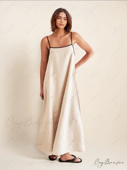 Classic Holiday Style Charming Contrasting Suspender Dress White / S
