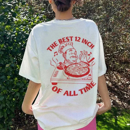 Classic Pizza Vinyl Record Tee WHITE / S t-shirt-250223
