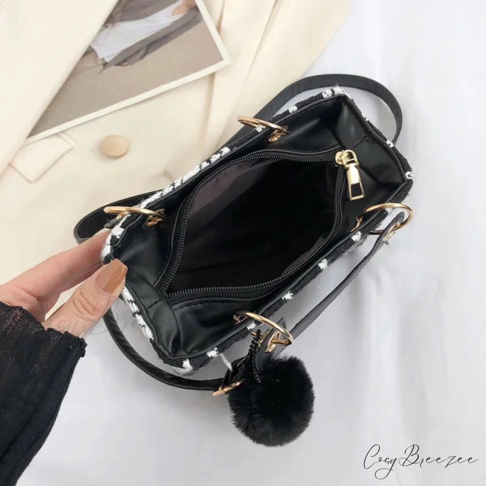 Classic Plaid Woolen Luxury Designer Crossbody Clutch handbag-250126