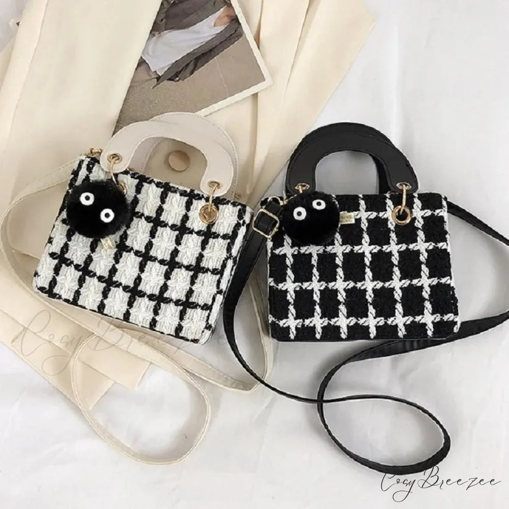 Classic Plaid Woolen Luxury Designer Crossbody Clutch handbag-250126