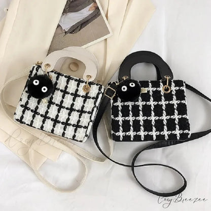 Classic Plaid Woolen Luxury Designer Crossbody Clutch handbag-250126