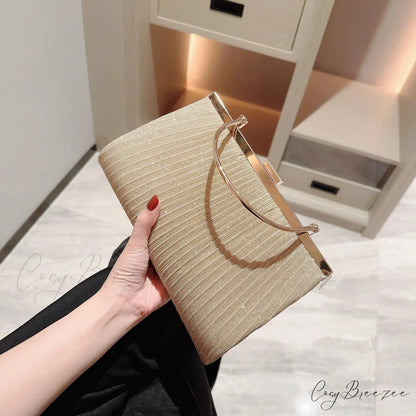 Classic Pleated Evening Bag Sparkling Party Prom Handbag Dress Purse clutchbag-250126
