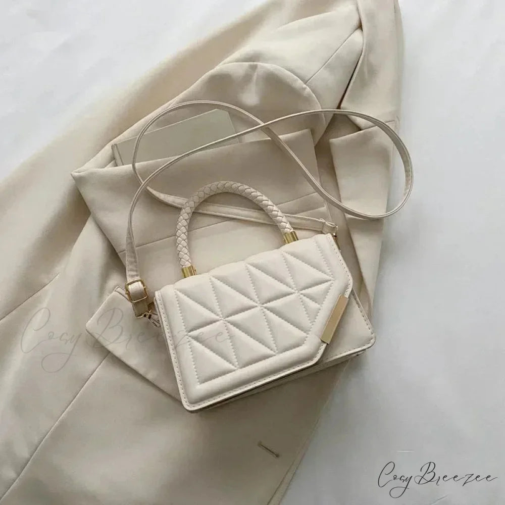 Classic Pleated Sparkling Evening Handbag White handbag-250126