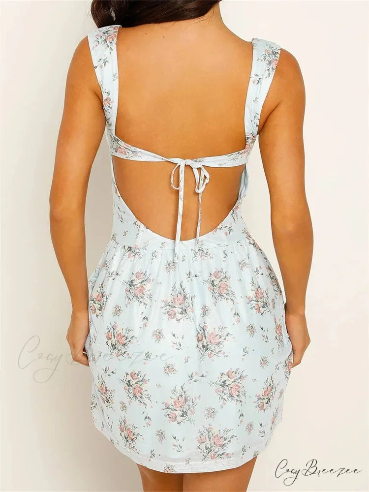 Classic Ruched Floral Mini Dress minidress-250223