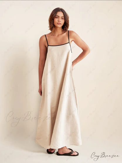 Classic Style Stylish Contrasting Suspender Dress White / S