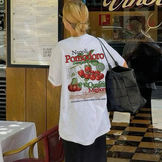 Classic Tomato Botanical Print Tee WHITE / S t-shirt-250223