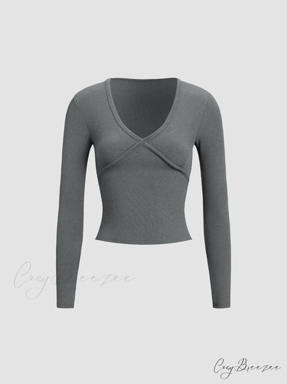 Classic V-Neck Graceful Long Sleeve Shirt