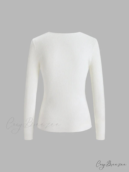 Clouds Ribbed Graceful Pullover Sweater
