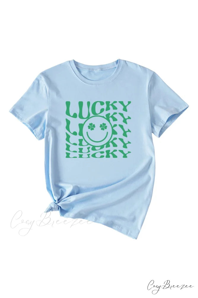Clover Printed T-shirt Light Blue / S