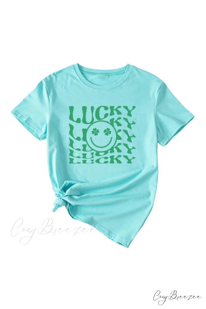 Clover Printed T-shirt Light Cyan / S