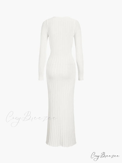 Coastal Allure Knotted Trendy Long Sweater Dress