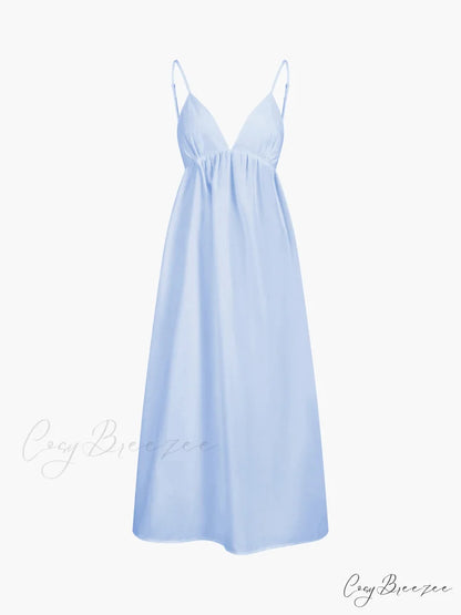 Coastal Cowgirl Open Trendy Back Long Dress Blue / XS