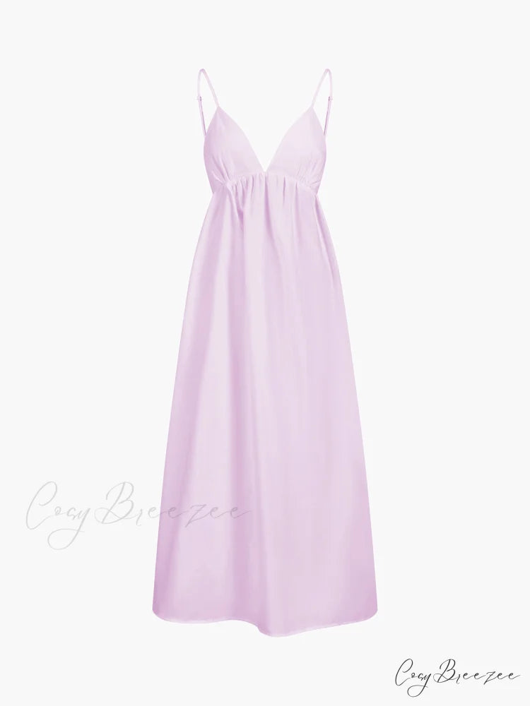 Coastal Cowgirl Open Trendy Back Long Dress Purple / XS