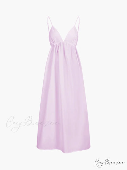 Coastal Cowgirl Open Trendy Back Long Dress Purple / XS