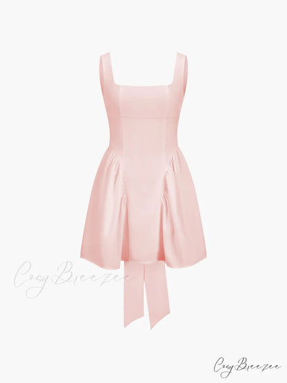 Coastal Cowgirl Open Trendy Back Zippered Short Dress Pink / XS