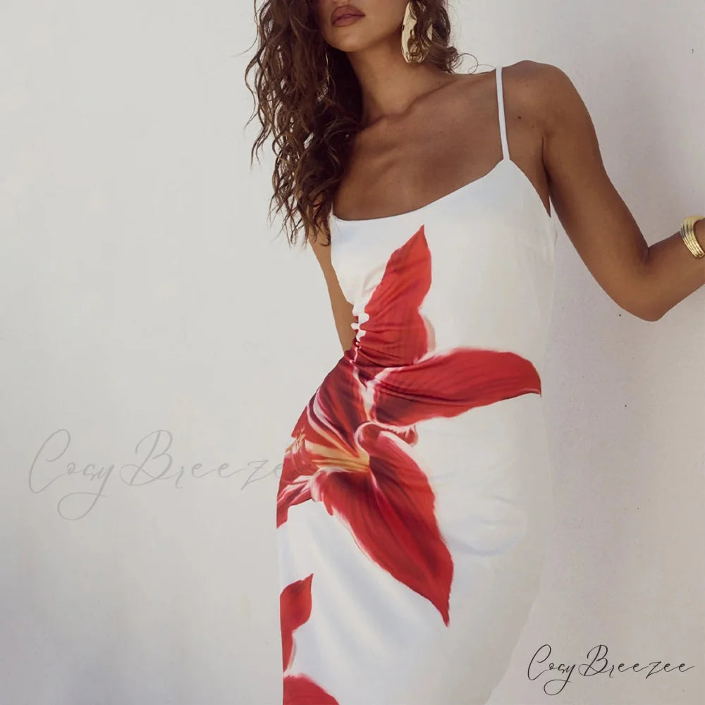 Cocktail Bodycon Floral Print Split Summer Streetwear Dress floraldress-250126
