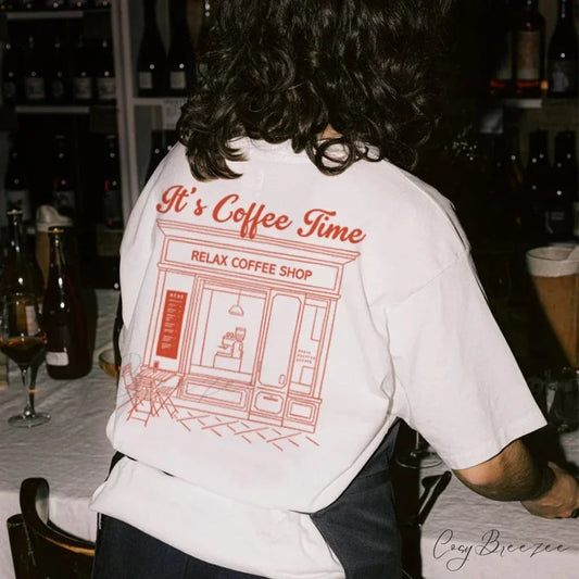 Coffee Break Throwback Back Print Tee WHITE / S t-shirt-250223