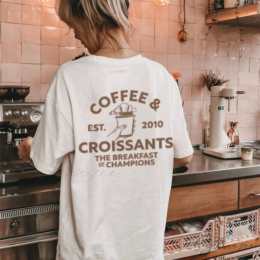 Coffee Croissants Classic Breakfast Tee WHITE / S t-shirt-250223