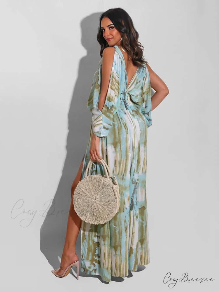 Cold Shoulder Graceful Overlay Sequins Dress