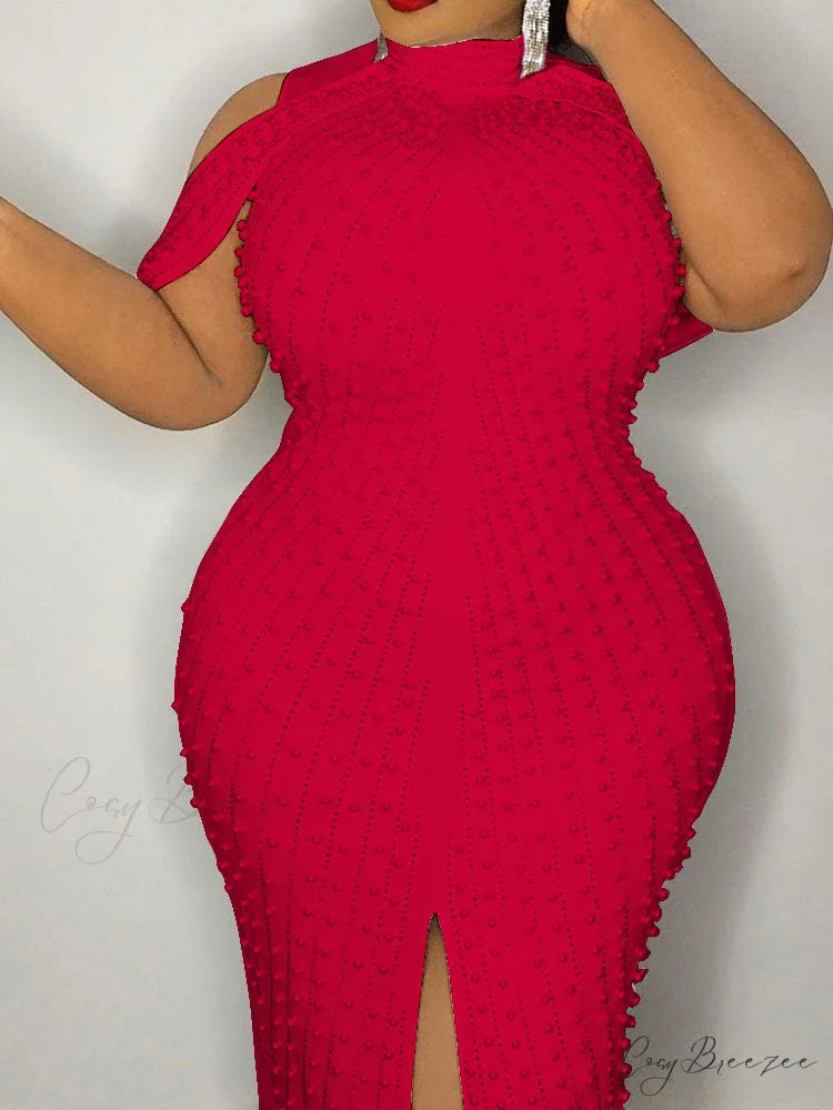Cold Shoulder Graceful Slit Maxi Dress