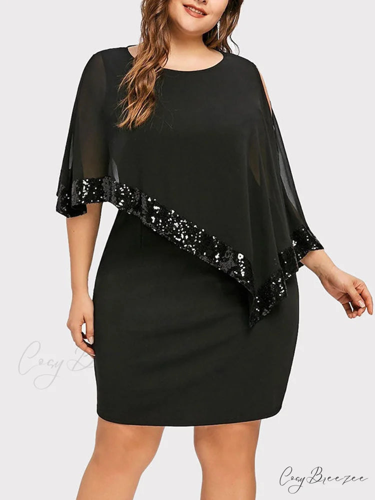Cold Shoulder Long Trendy Sleeve Knit Top Black / M