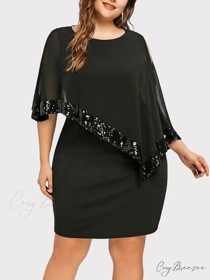 Cold Shoulder Long Trendy Sleeve Knit Top Black / M