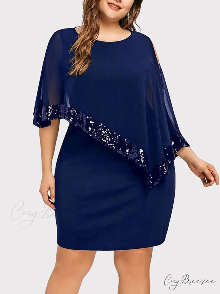 Cold Shoulder Long Trendy Sleeve Knit Top Blue / M