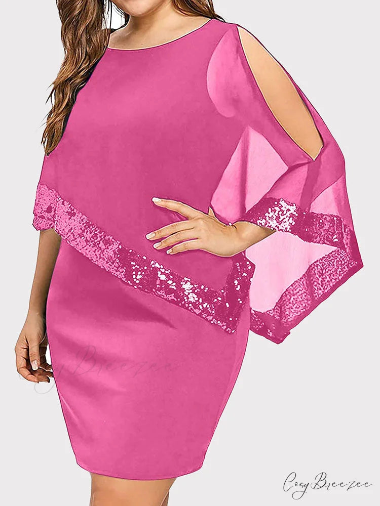 Cold Shoulder Long Trendy Sleeve Knit Top Pink / M