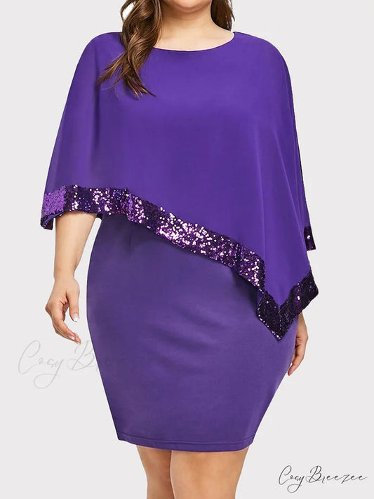 Cold Shoulder Long Trendy Sleeve Knit Top Purple / M