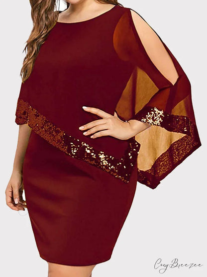 Cold Shoulder Long Trendy Sleeve Knit Top Red / M