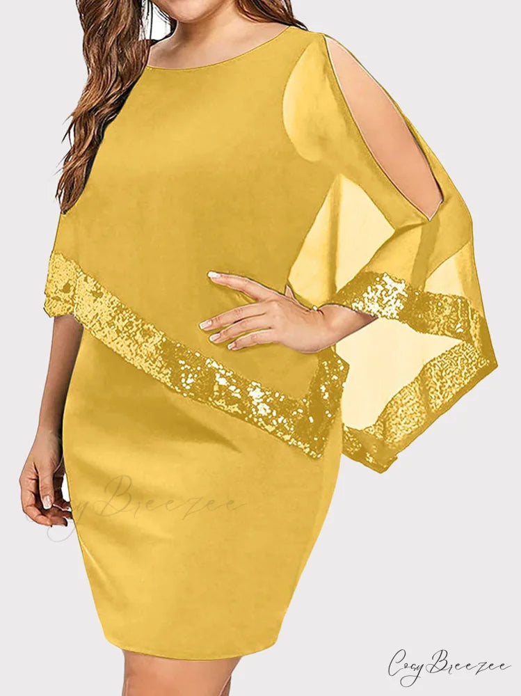 Cold Shoulder Long Trendy Sleeve Knit Top Yellow / M