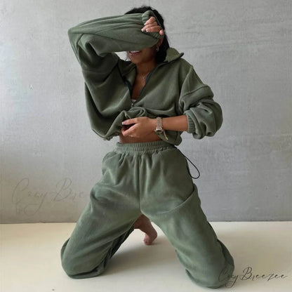 Collar Sweatshirt Casual Suit