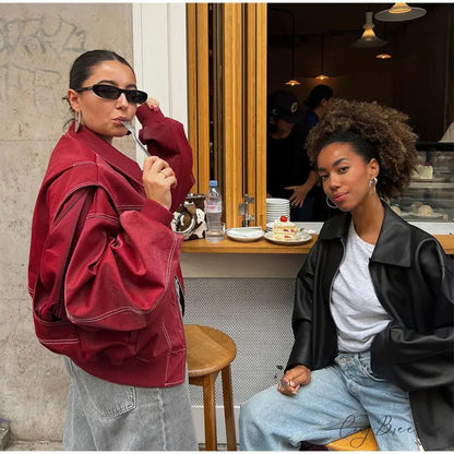 Collar Zipper Stylish Bomber Overshirt Jacket