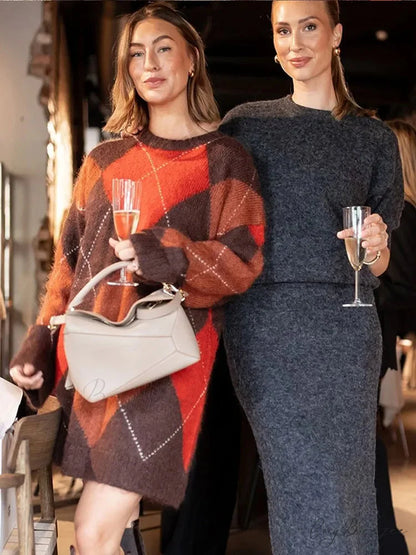 Color Block Round Neck Sweater swraters-241228