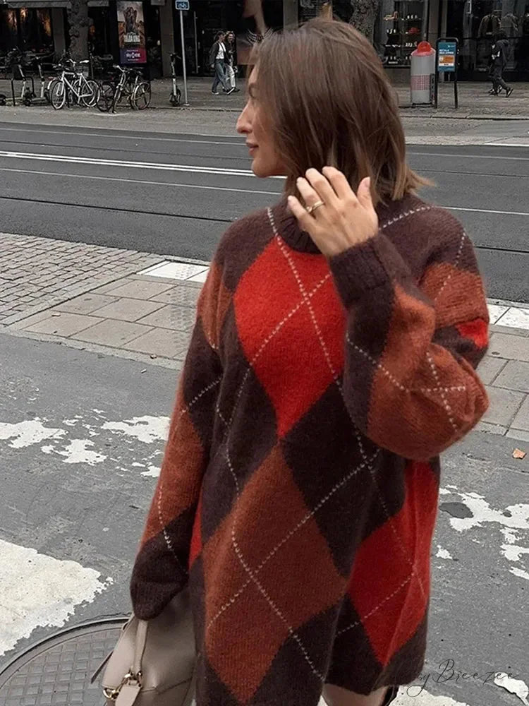 Color Block Round Neck Sweater swraters-241228
