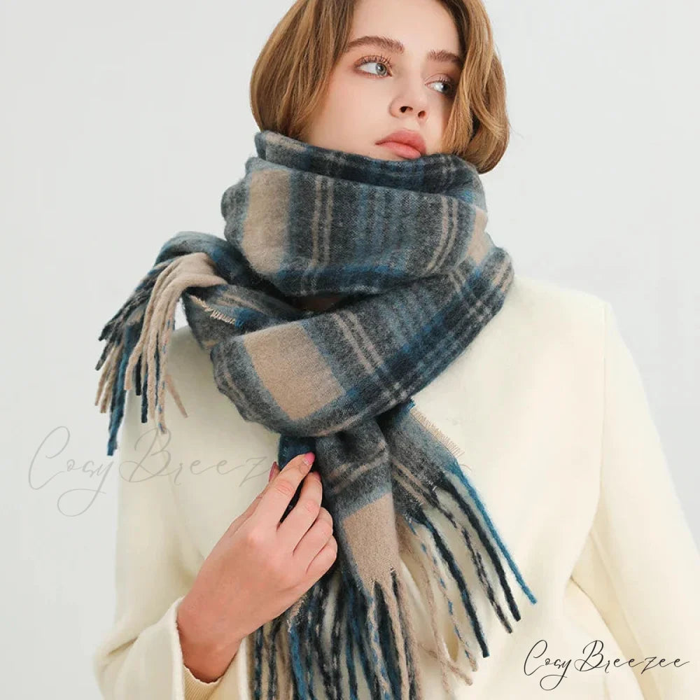 Color Blocked Grid Cashmere Pashmina Wrap Scarf