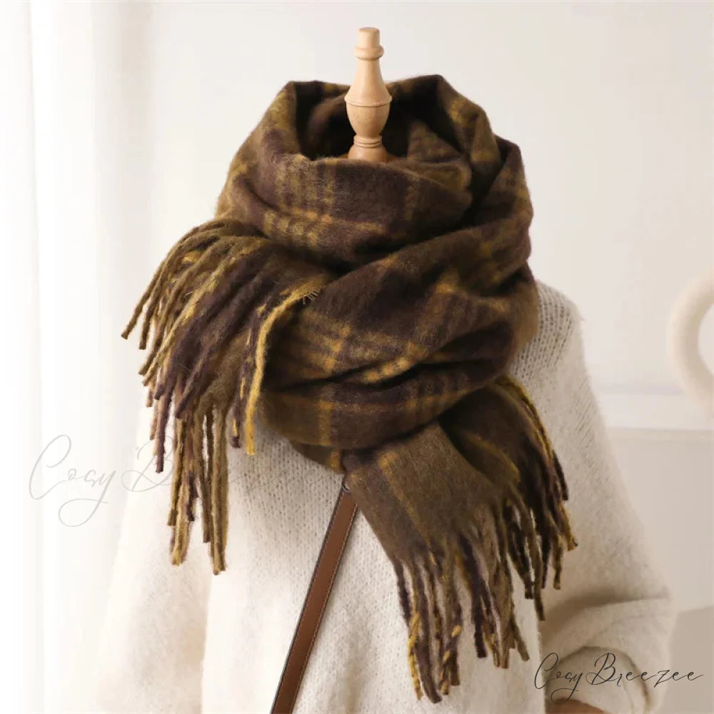 Color Blocked Grid Cashmere Pashmina Wrap Scarf WT178-6