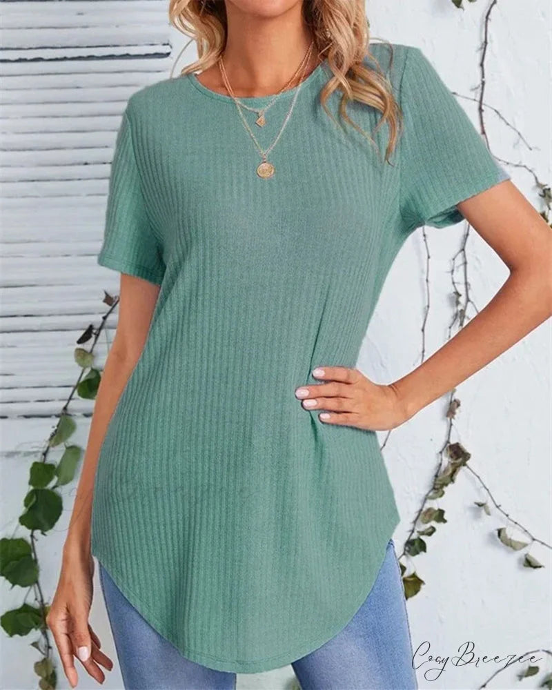 Color Casual Solid - T-Shirt Back Single-Breasted Green / S