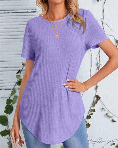 Color Casual Solid - T-Shirt Back Single-Breasted Purple / S