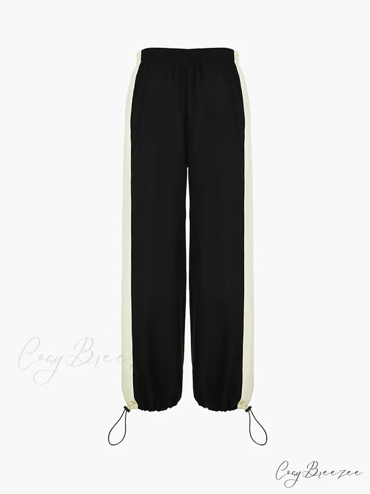 Color Contrast Graceful Adjustable Hem Pants